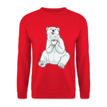 Tasse à café ours polaire - Sweat-shirt Unisexe - rouge - Devant - Alina (178cm) & Michal (187cm)
