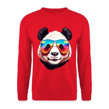 Tête d’ours panda cool avec lunettes de soleil - Sweat-shirt Unisexe - rouge - Devant - Alina (178cm) & Michal (187cm)