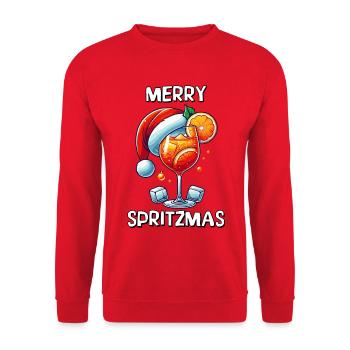 Frohe Spritzmas Lustiger Urlaub Cocktail Weihnachten - Unisex Pullover - Rot - Vorne - Alina (178cm) & Michal (187cm)