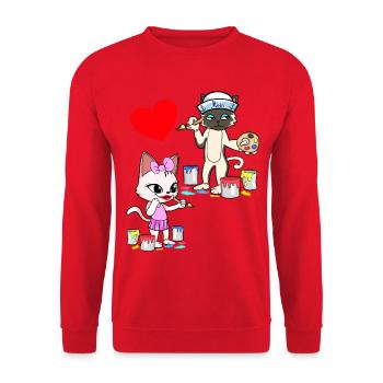 Chats, Chat, Coeur, Saint Valentin, Amour Saint Valentin - Sweat-shirt Unisexe - rouge - Devant - Alina (178cm) & Michal (187cm)