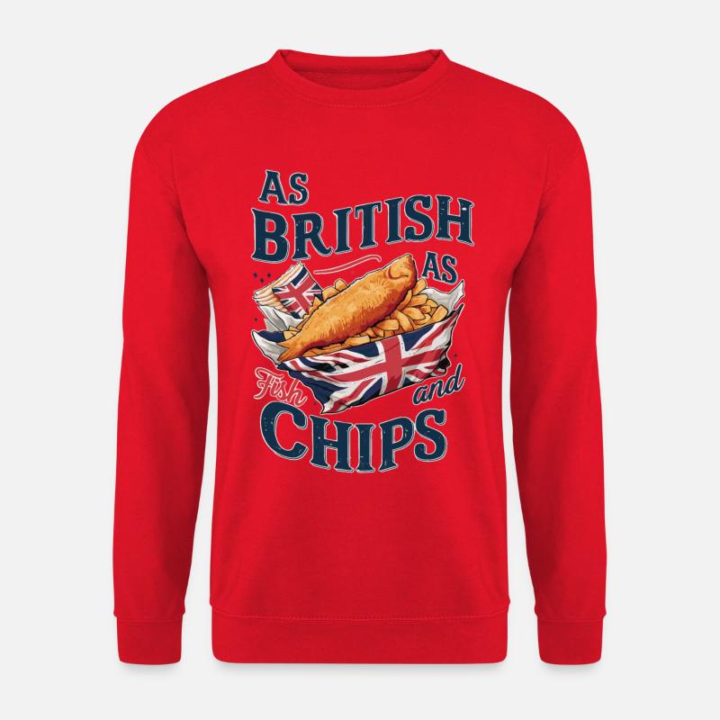 British Pride Fish and Chips Union Jack Design - Sweat-shirt Unisexe - rouge