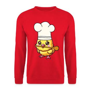 Chapeau de chef Cuiller de cuisine Poussin Cuisinier Cuisinier Cuisinier - Sweat-shirt Unisexe - rouge - Devant - Alina (178cm) & Michal (187cm)