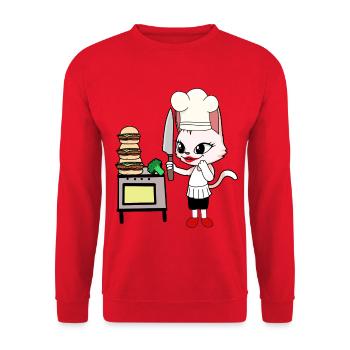 Cat Cook Cook Cooks Cats Hosts - Unisex Sweatshirt - red - Front - Alina (178cm) & Michal (187cm)