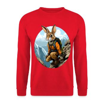 Rabbit Mountaineer / Hiking Rabbit - Unisex Sweatshirt - red - Front - Alina (178cm) & Michal (187cm)