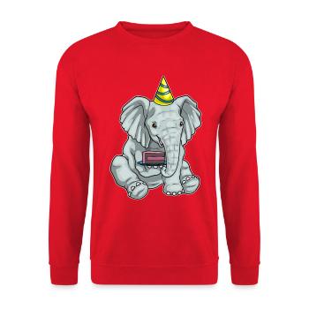 Elephant Birthday Cake - Unisex Sweatshirt - red - Front - Alina (178cm) & Michal (187cm)