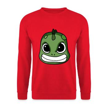 Dino Sauer upsets dinosaur head - Unisex Sweatshirt - red - Front - Alina (178cm) & Michal (187cm)