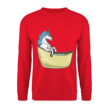 Unicorn Bathing Bathtub - Unisex Sweatshirt - red - Front - Alina (178cm) & Michal (187cm)