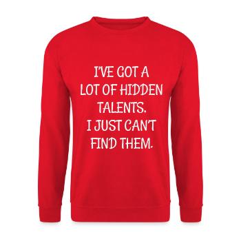 I've got a lot of hidden talents I just can't find - Unisex Sweatshirt - red - Front - Alina (178cm) & Michal (187cm)