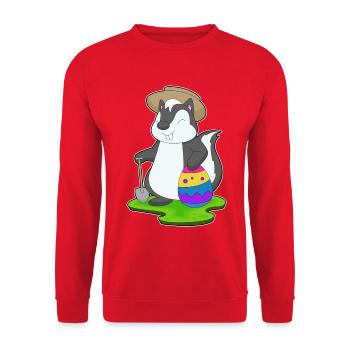 Stinktier Ostern Landwirt - Unisex Pullover - Rot - Vorne - Alina (178cm) & Michal (187cm)