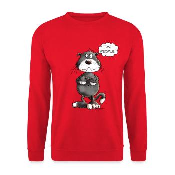 Grumpy Ew People Cat Saying Cats - Unisex Sweatshirt - red - Front - Alina (178cm) & Michal (187cm)