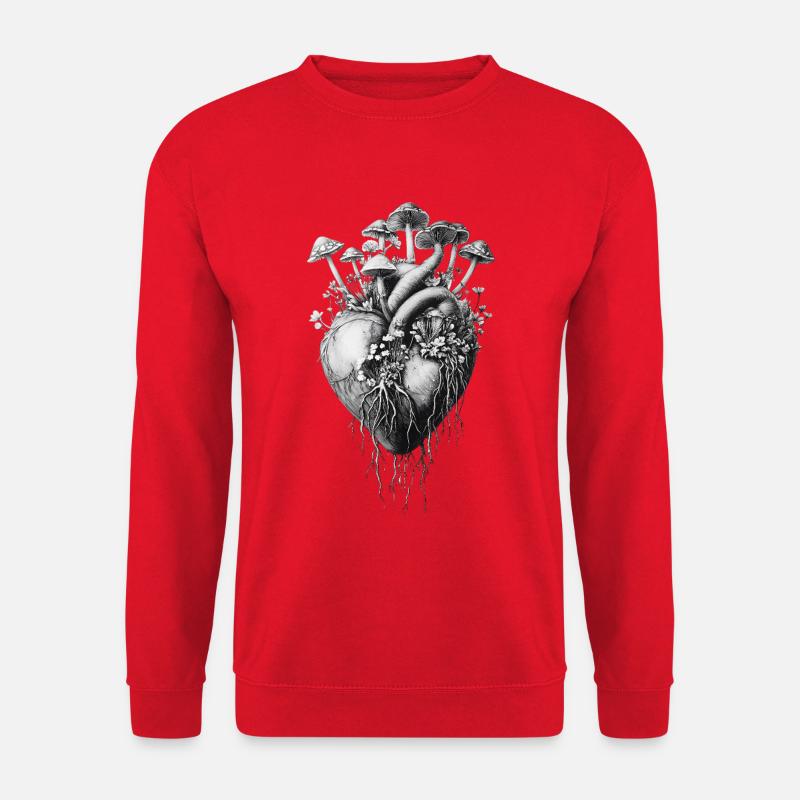 Champignons, Champignons, Fleurs, Botanique - Sweat-shirt Unisexe - rouge