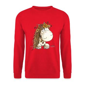 Droll Horse Floral Couronne Dessin animé - Sweat-shirt Unisexe - rouge - Devant - Alina (178cm) & Michal (187cm)