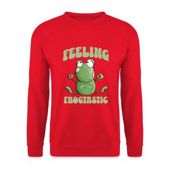 Feeling Frogtastic Yoga Frog Saying - Unisex Sweatshirt - red - Front - Alina (178cm) & Michal (187cm)