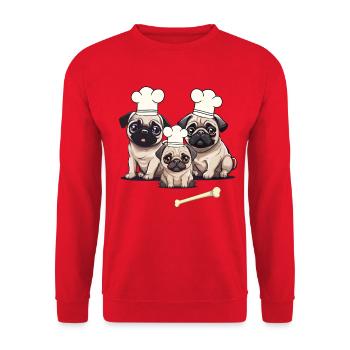Carlin Chien Chien Cuisinier Cuisiniers Cuisinier - Sweat-shirt Unisexe - rouge - Devant - Alina (178cm) & Michal (187cm)