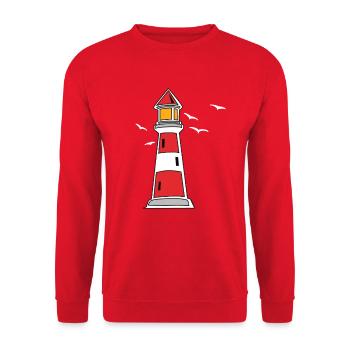 Lighthouse Lake Coast Maritime - Unisex Sweatshirt - red - Front - Alina (178cm) & Michal (187cm)