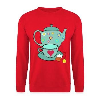 Tee Teekanne Teebeutel Tasse Teetasse - Unisex Pullover - Rot - Vorne - Alina (178cm) & Michal (187cm)