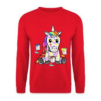 Unicorn Unicorns Valentine Heart Hearts In Love - Unisex Sweatshirt - red - Front - Alina (178cm) & Michal (187cm)