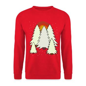 Arbre Sapin Hiver Forêt Nature Neige Épicéa - Sweat-shirt Unisexe - rouge - Devant - Alina (178cm) & Michal (187cm)