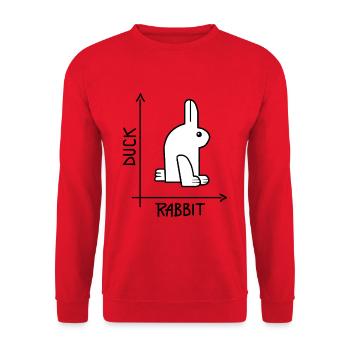 Duck or rabbit Optical Illusion - Unisex Sweatshirt - red - Front - Alina (178cm) & Michal (187cm)