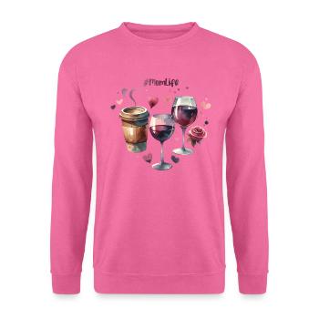 MomLife Kaffee Wein Herz Aquarell Muttertag - Unisex Pullover - Pink - Vorne
