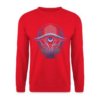 Pilze des dritten Auges | Mystisches Visionsdesign - Unisex Pullover - Rot - Vorne - Alina (178cm) & Michal (187cm)