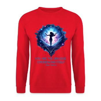 Femme Mystique | Alan Watts Citation Conception - Sweat-shirt Unisexe - rouge - Devant - Alina (178cm) & Michal (187cm)