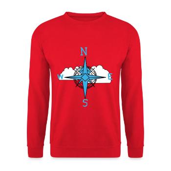 Windrose maritim Kompass Wolke - Unisex Pullover - Rot - Vorne - Alina (178cm) & Michal (187cm)