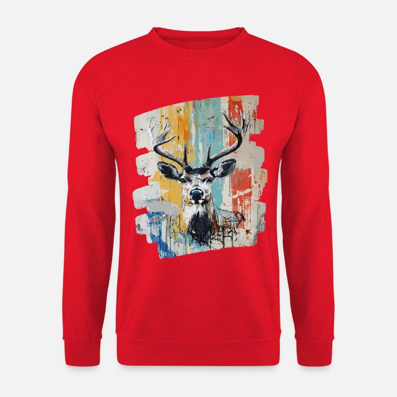 Hirsch mit Geweih - Unisex Pullover - Rot