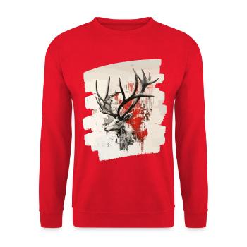 Cerf avec bois - Sweat-shirt Unisexe - rouge - Devant - Alina (178cm) & Michal (187cm)