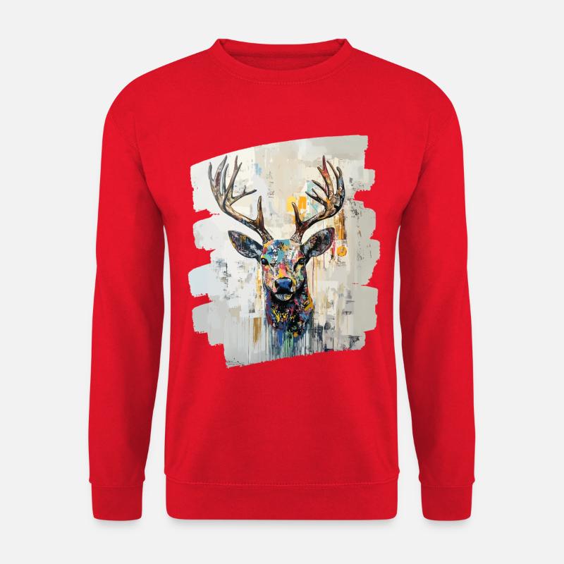 Hirsch mit Geweih - Unisex Pullover - Rot