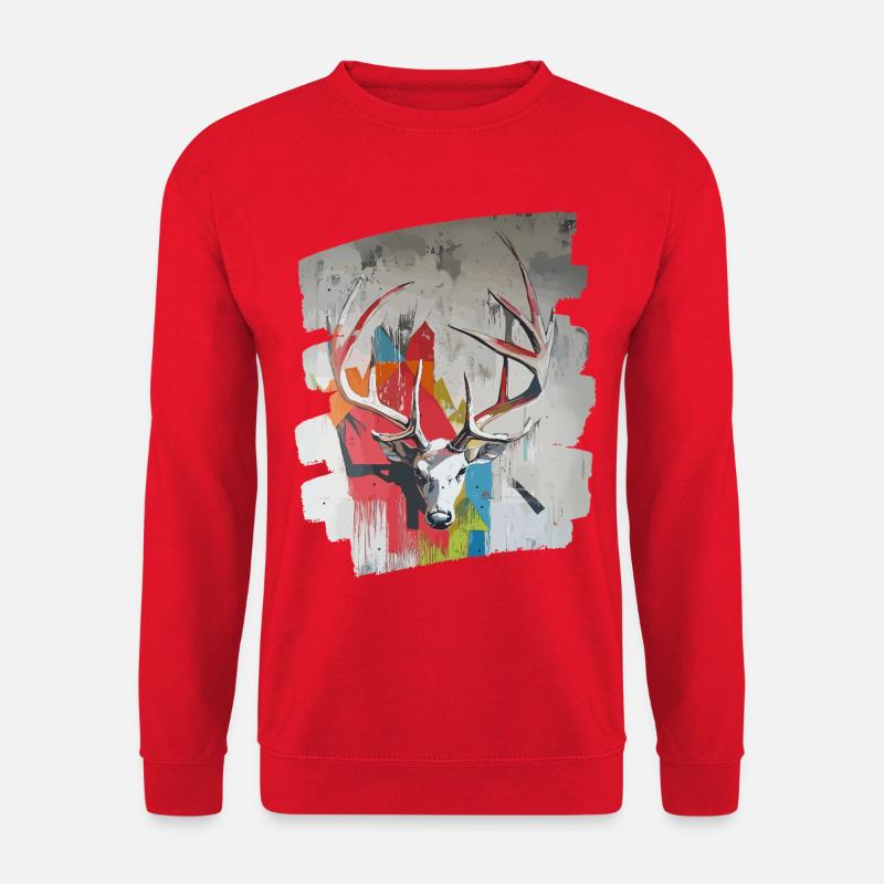 Hirsch mit Geweih - Unisex Pullover - Rot