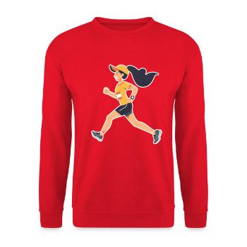 Läuferin Comic - Unisex Pullover - Rot - Vorne - Alina (178cm) & Michal (187cm)