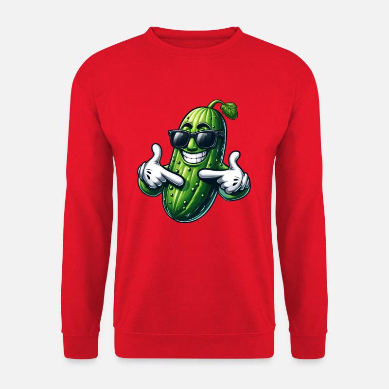 Coole Gurke mit Sonnenbrille Sommerstyle Eitelkeit - Unisex Pullover - Rot