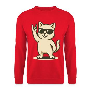 Rock’n’Miau - Unisex Pullover - Rot - Vorne - Alina (178cm) & Michal (187cm)