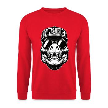 Papasaurus Skull - Unisex Pullover - Rot - Vorne - Alina (178cm) & Michal (187cm)