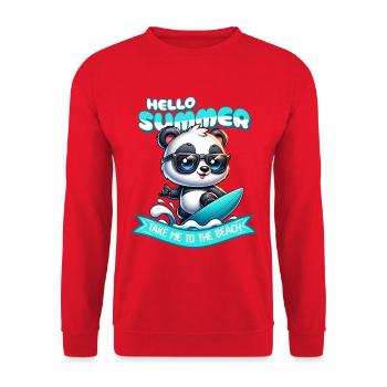 Panda Surfer Summer - Unisex Sweatshirt - red - Front - Alina (178cm) & Michal (187cm)