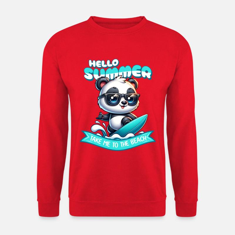Panda Surfer Summer - Unisex Sweatshirt - red