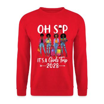 Girl Trip 2028 Illustration inspirée du voyage - Sweat-shirt Unisexe - rouge - Devant - Alina (178cm) & Michal (187cm)