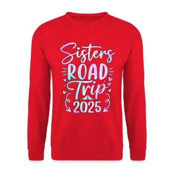 Schwestern Road Trip 2025 Design - Unisex Pullover - Rot - Vorne - Alina (178cm) & Michal (187cm)