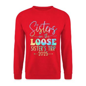 Schwesterleichte Reise 2025 - Unisex Pullover - Rot - Vorne - Alina (178cm) & Michal (187cm)