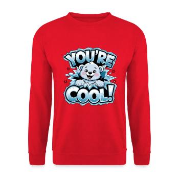 Bär, Du Bist Cool - Lustiger Eisbär Mit - Unisex Pullover - Rot - Vorne - Alina (178cm) & Michal (187cm)