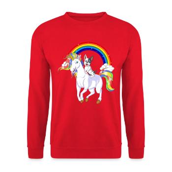 French Bulldog Riding Unicorn – Cute Magical Dog F - Unisex Sweatshirt - red - Front - Alina (178cm) & Michal (187cm)
