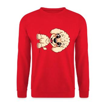 Caniche mignon regardant l'illustration d'un animal de dessin animé - Sweat-shirt Unisexe - rouge - Devant - Alina (178cm) & Michal (187cm)