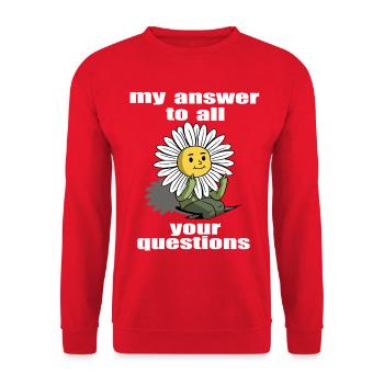 Blume exprime son opinion - Sweat-shirt Unisexe - rouge - Devant - Alina (178cm) & Michal (187cm)