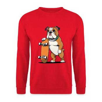 Bouledogue avec skateboard - Sweat-shirt Unisexe - rouge - Devant - Alina (178cm) & Michal (187cm)