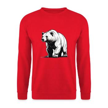 Stylish bear illustration in black and white - Unisex Sweatshirt - red - Front - Alina (178cm) & Michal (187cm)