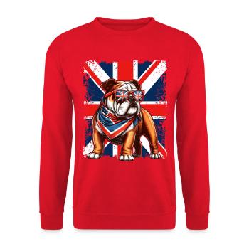 Bulldogge mit britischer Flagge Zubehör - Unisex Pullover - Rot - Vorne - Alina (178cm) & Michal (187cm)