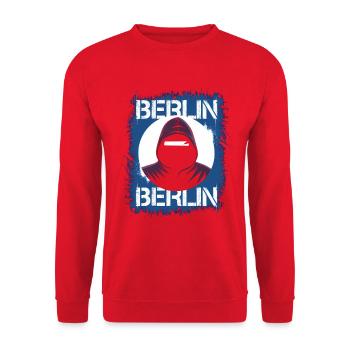 Graffiti-Style Berlin Hoodie Design - Unisex Pullover - Rot - Vorne - Alina (178cm) & Michal (187cm)