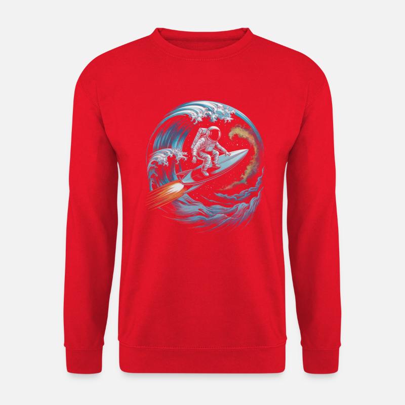 Weltraum-Surfer im Sternengewitter - Unisex Pullover - Rot