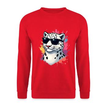 Casual cheetah with sunglasses - Unisex Sweatshirt - red - Front - Alina (178cm) & Michal (187cm)